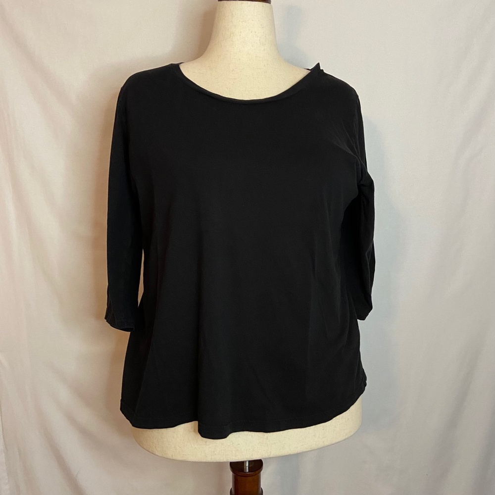 Susina 3/4 Sleeve Black T-Shirt Plus Size 1X